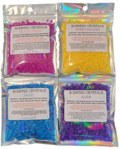 Set 4 Scented Crystals - Perfume Scents - Large 80g - For use in Oil Burner or Wax Warmer -Less Messy Wax Melt Alternative