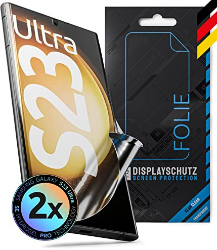 S.E - Protector de pantalla para Samsung Galaxy S23 Ultra de Alemania – S23 Ultra Protector de pantalla de hidrogel, resistente a golpes y arañazos, fácil instalación sin polvo, S23 Ultra hidrogel