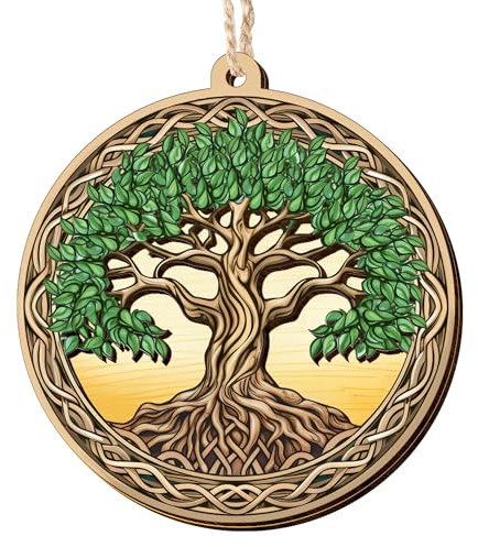 ARVEXO Decorazione vichinga dell'albero della vita, 2024, decorazione natalizia celtica, norrena, decorazioni natalizie per uomini, donne, familiari, amici, decorazione per albero di Natale in legno