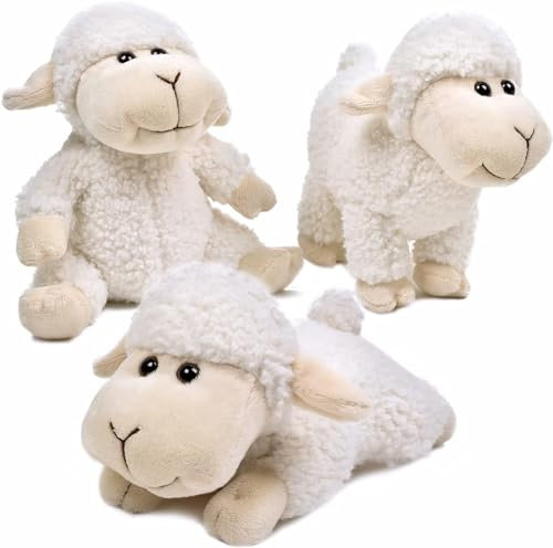 lilizzhoumax Schaf Kuscheltier 3tlg, lamm Plüschtier für Mädchen, Kawaii Schaf Kuscheltier(Sitzen, Stehen, Knien), Weiß Schaf Spielzeug stofftier plüsch Geschenk für Kinder kleine Mädchen/Jungen