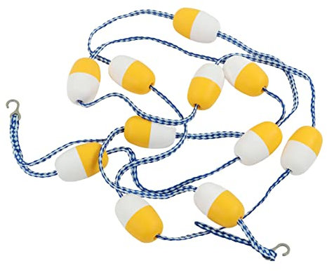 Schwimmleine, 5 M, 7 cm, PVC-Sicherheits-Trennseil Und Schwimmleine Mit 2 Vormontierten Edelstahlhaken Und Zweifarbigen Schwimmbojen Für Effektive Sicht auf Das Schwimmbad