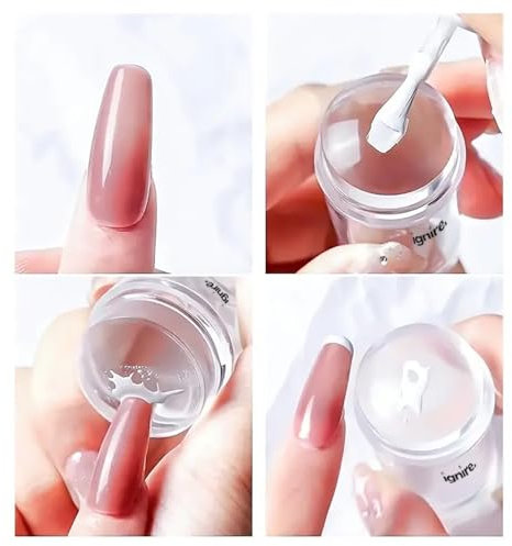 Ignire French Tip Nail Stamp – 2 Pc Nail Art Stamper Kit with Scraper, Clear Silicone Nail Stamper for DIY French Manicure at Home or Salon