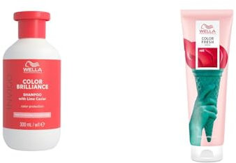 Wella Professionals Set zum Verändern und beleben der Haarfarbe – 1x 150 ml Color Fresh Mask Red pflegende Tönung und 1x 300 ml Color Brilliance farbschützendes Glanzshampoo für feines Haar