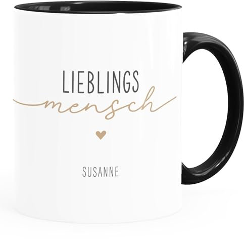 SpecialMe® Kaffee-Tasse Lieblingsmensch Herz personalisiert mit Namen Geschenk Liebe Freundschaft Frau Freundin weiß-innen-schwarz standard