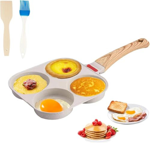 Padella Pancake, Padella Antiaderente, Padella Pancake Induzione Con Spatola Pennello Clip Datto Per Fornelli A Induzione E Gas, Padella Divisa In Due Scomparti Adatto Per Uova, Hamburger E Omelette