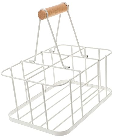 Generisch Weinregal,1 Stück tragbares Bierregal, Aufbewahrungskorb, Esstisch-Dekoration, Flaschenträger, Griff, Regal für Arbeitsplatte, Wasserflasche, Herrenregal, Holz, Vintage-Stil, weißer Mann
