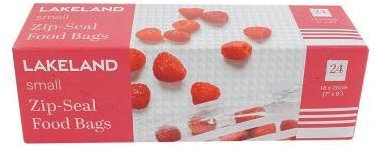 24 Lakeland Zip-Seal Freezer & Food Storage Bags 18 x 20cm Heavy gauge and reusable With Write on Strips