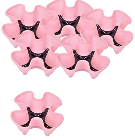 Planteur de Fraise Empilable Tour à Fleurs Multicouche Combinaison Verticale Planteur d'herbes à Quatre pétales Pot de Fleur en Plastique avec Plateau pour Balcon（6 pièces + Palette）