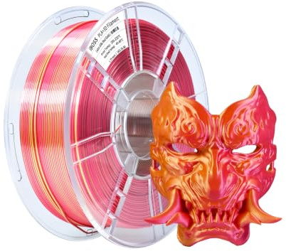 iBOSS Silk PLA Filament 1.75 mm zweifarbiges 3D-Drucker filament,glänzendes PLA Filament,Dual Color 1kg Spule (2,2 lbs),Seide Rot-Gold
