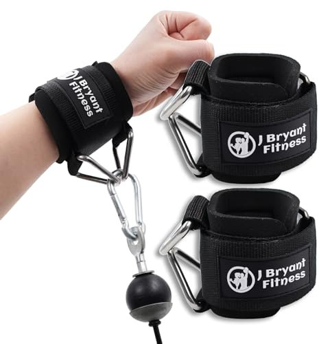 J Bryant Neoprene Padded Wrist Straps with Adjustable Triangular Hook&Loop and Secure Cuff Design for Cable Machines Workouts Strength Training