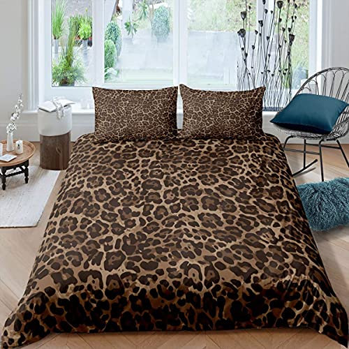 Rodths Bettwäsche 140x200 Leopard Bettbezug 140 x 200 2er Set, Weiche Microfaser Sommerbettwäsche mit ReißVerschluss, 1 Kissenbezug 70x90 cm, Bügelfreie Weich Bettdeckenbezug