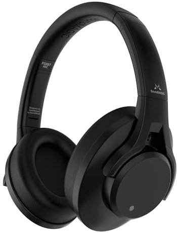 SoundMAGIC P58BT ANC Over Ear Hybrid Active Noise Cancelling Bluetooth Kopfhörer mit CVC Rauschunterdrückung, immersives Audio, niedrige Latenz, Schwarz