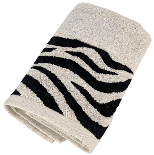 Linnea Zebra Bordüre beige 100% Baumwolle 50 x 100 cm saugfähiges Handtuch