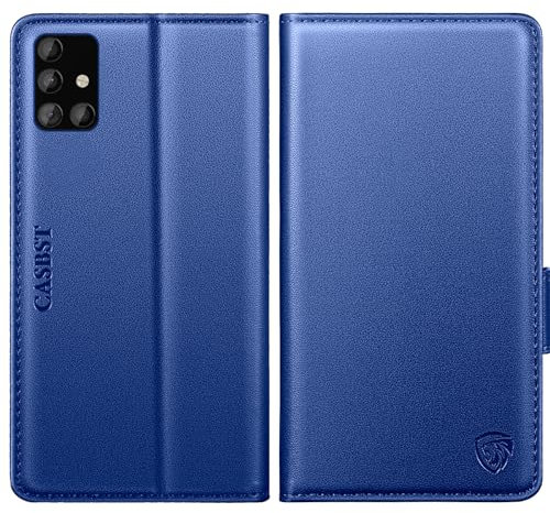 CASBST for Samsung Galaxy A51 Case, Kickstand Flip Leather Wallet Book Case with Card Slots Shockproof Magnetic Closure Protective Phone Case Cover Compatible with Samsung A51 - Royal Blue