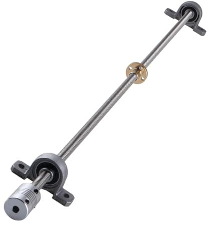 ONLISUM Tige filetée T8 - 1000 mm - Pour imprimante 3D - Avec 2 roulements de boîtier KP08 + 1 raccord de fil supérieur 5 mm x 8 mm (pas de la broche filetée : 2 mm)
