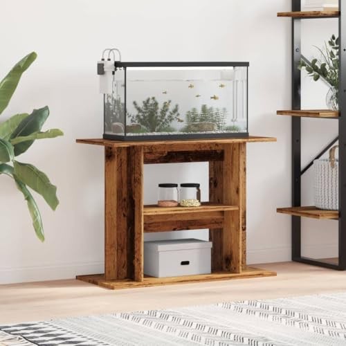 LAPOOH Aquariumständer Altholz-Optik 80x35x60 cm Holzwerkstoff, Aquarium Unterschrank, Aquarium Schrank, Aquariumschrank, Aquarium Tisch, Aquarium Stands - 857272