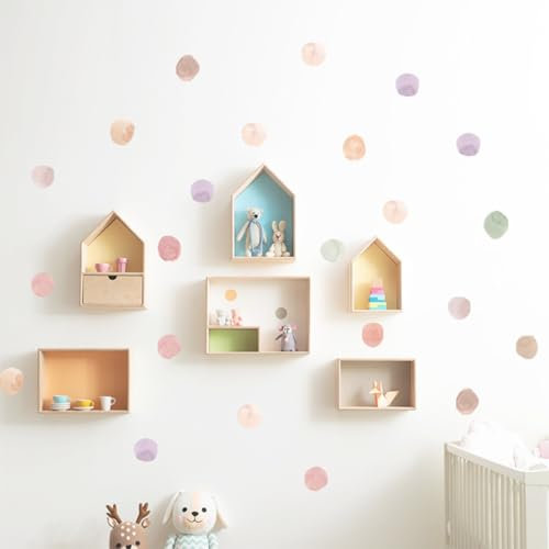 5 Piezas Pegatinas Pared Decorativas Infantiles Topos Acuarela, Vinilo Adhesivo Pared Original y Duradero, Efecto de Papel Pintado Infantil, Fácil Aplicación y Removible,pegatinas pared decorativas