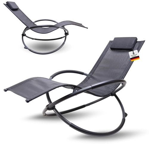 ALBATROS Premium Gartenliege X-Form | Schwungliege Relaxliege Gartenstuhl| mit Kopfkissen | wetterfest ergonomisch Relaxsessel | belastbar bis 160Kg