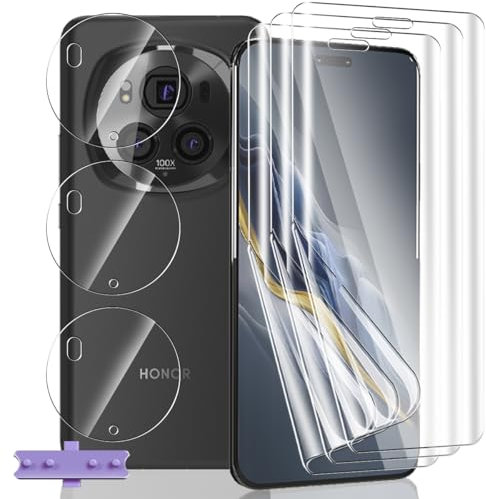 Yieehhow [3+3 Pièces] Protection D'écran pour Honor Magic 6 Pro, HD Souple TPU Film et Verre Trempé Protecteur D'objectif Caméra, Anti-Rayures, Protection Écran Flexible pour Honor Magic 6 Pro