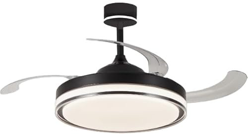 NARVI Ventilador de techo,3 aspas retráctiles, precioso cabezal luminoso, Motor DC, LED Regulable en intensidad y color. Con Memoria y Mando. REF. LOVANIA 1576 CABEZAL