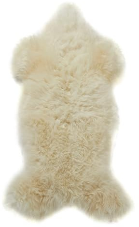 Simply Sheepskin British Rug - Ivory White Genuine Sheepskin - Ultra Soft Wool Bedside Rug, Machine Washable - Perfect for Any Room, (90-100 x 60cm)