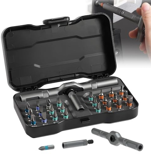 Ratschenschraubendreher,24 in 1 Screwdriver Set Schraubenausdreher, 2025 Neu 25 Stück Uhrmacherwerkzeug Schraubenzieher Set (1)