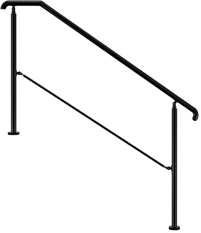 AICA Barandilla de escalera, Barandilla de entrada de acero inoxidable, ángulo de montaje ajustable, Barandilla para entradas, interior y exterior, Negro, 162x102 cm