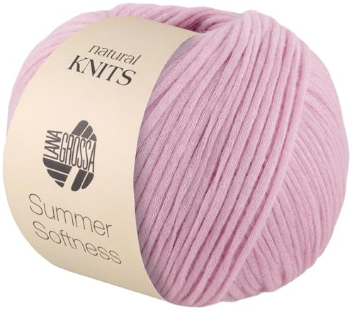 LANA GROSSA Summer Softness | Zartes Baumwollschlauchgarn, voluminös gefüllt mit flauschigen Merinofasern | Handstrickgarn aus 80% Baumwolle (Bio) & 20% Schurwolle | 50g / 130m FB 28