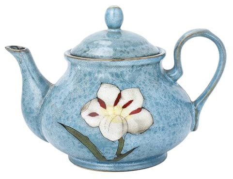 Katathani Ceramic Teapot 30 oz, Under-Glaze Hand-Painted Porcelain Tea Pot for Blooming and Loose Tea, Elegant Gift to Women & Tea Party