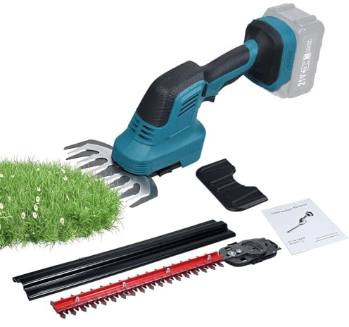 Isheurg Akku Heckenschere Kompatibel mit Makita 18V Akkus, 2-in-1 Strauchschere mit 15cm Grasschere und 20cm Strauchschere Klingen für Garten und Hecken