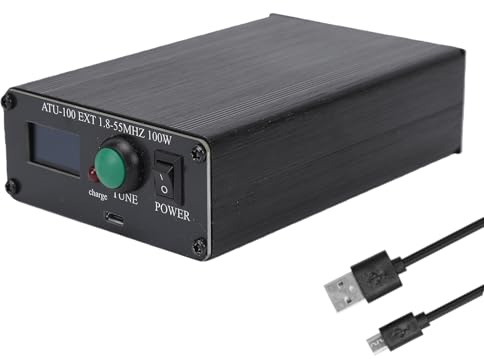 Fafeicy Automatic Antenna Tuner 120W SWR 1.8-55MHz OLED Display Aluminum Alloy Case Radio Frequency Machine for Dipole Vertical Loop Antenna for Ham Radio POTA SOTA (OTHER 100Pro)