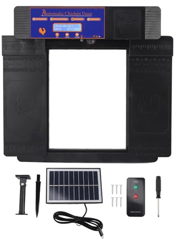 Porte de poulailler Automatique Solaire, Infrarouge Professionnel, empêche Le pincement, Porte de poulailler Automatique Multi-Modes avec minuterie, capteur de lumière et (Noire)
