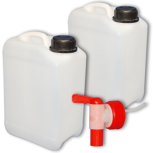 Wilai GmbH Lote de 2 bidones de Polietileno/Jerry Can 3 L Natural HDPE + 1 Grifo DIN45 Calidad alimentaria (2x22005+22039)