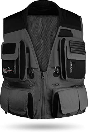 normani Moderne Anglerweste Fliegenfischerweste Multifunktionsweste (S-XXL) Farbe Schwarz Größe M