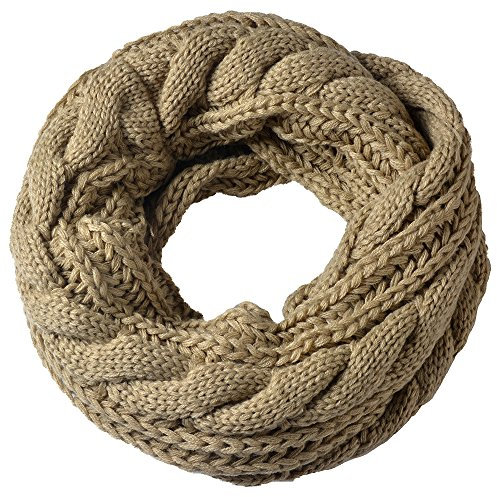 Miobo Zopfmuster Stricken Loopschal Wolle warmen Winter Dicke Schal Schleife Kreis Schal Gestrickte Rundschal Schlauchschal (Taupe)