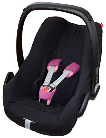 ByBoom - Universal Sommerbezug, Schonbezug aus 100% Baumwolle, für Babyschale, Autositz, z.B. Maxi Cosi CabrioFix, City, Pebble; Designed in Germany, MADE IN EU, Farbe:Schwarz