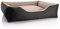 BedDog Hundebett Teddy, Hundesofa aus Cordura und Microfaser-Velours, waschbares Hundebett mit Rand, Hundekissen Vier-eckig, für drinnen, draußen, Größe XL, schwarz-beige