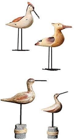 Tubayia 4 Stück Holz Vögel Figuren Dekofigur Kunsthandwerk Tischdeko Ornament für Haus, Büro, Garten