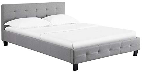 Polsterbett Iowa Bettgestell 140 x 200 cm Doppelbett Designbett inklusive Lattenrost Textilbezug in grau