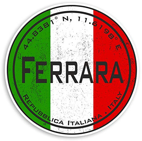 Adesivi in vinile Ferrara Italia, 2 x 10 cm, con bandiera italiana #20590 10cm Wide