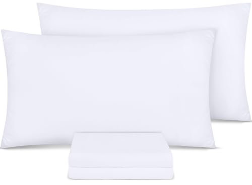 Utopia Bedding - Kissenbezug 50x75 4er Set - Kopfkissenbezug 50 x 75 aus 100% gebürsteter Mikrofaser mit Umschlagverschluss - Falten-, verblassen- und schmutzabweisende Kissenbezüge 50x75 - Weiß