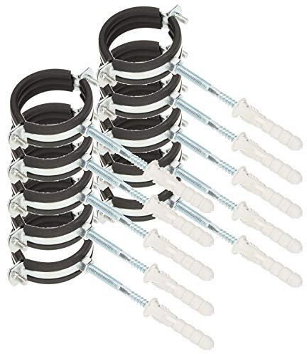 KOTARBAU 10er Set Rohrschelle 2 mit Gummieinlage Vibrationsdämmend Rohrhalter Schraubrohrschelle Rohrbefestigung Rohrhalterung für Kanäle Rundleitungen Lüftungskanäle