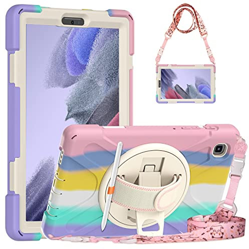 Gerutek Galaxy Tab A7 Lite Case for Kids 8.7 Inch, Shockproof Tablet Case With 360° Rotating Hand Strap, Stand, Kickstand, Pen Holder - Protective Cover for Samsung A7 Lite, Camo Pink