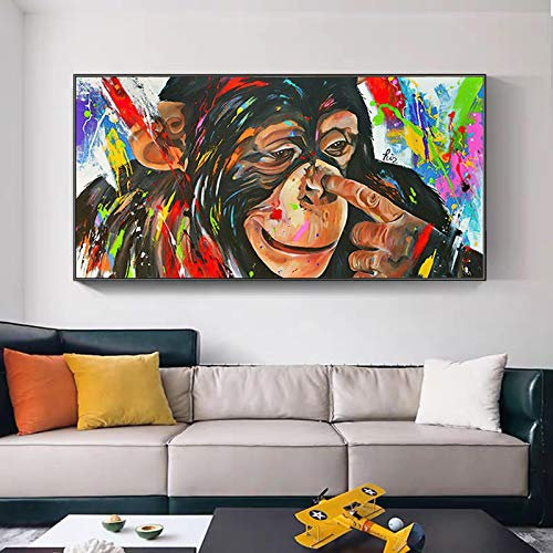 SDVIB Graffiti Funny Monkey Picking Nose Poster und Drucke Leinwand Gemälde Druck Wandkunst für Wohnzimmer Wohnkultur 20x50cm Rahmenlos