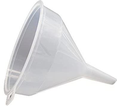 ANGIX 18cm White Plastic Funnel for Filling Bottles or Containers, Transparent Funnels with Holder for Home & Kitchen, Arts & Crafts Supplies, Garage, Labs - Oil, Liquids & Dry Ingredients