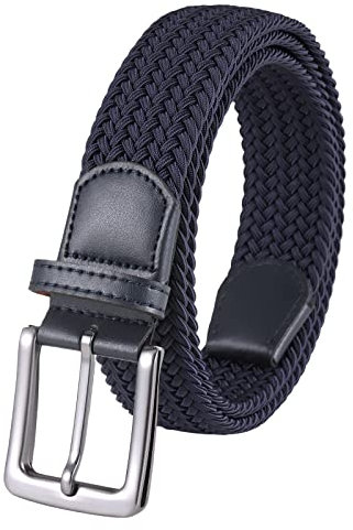 Lovionus89 gürtel herren, elastischer gürtel Herren, Breite 3.4cm lässige Jeans, verstellbarer geflochtener Webgürtel,105 CM, Dunkelblau