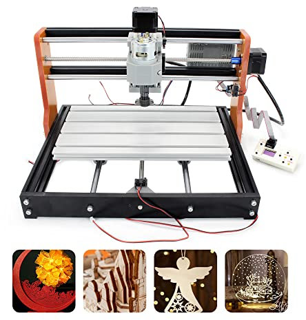 RATTMMOTOR CNC Fräsmaschine,UPGRADE 3018-Pro CNC-Fräs-Graviermaschine,3 Achsen CNC Router GRBL Steuerung,mit CNC Offline-Steuerung,mit X/Y/Z Achse Limiter+Not-Aus Funktion,für Acryl PVC PCB Holz