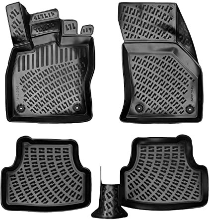 fussmattenprofi.com 3D Gummimatten Set für Skoda KAROQ Baujahr ab 2017 | Extra Hoher 5cm Rand Allwetter Auto Fussmatten I TPE Geruchlos rutschfest Fußmatten Zubehör