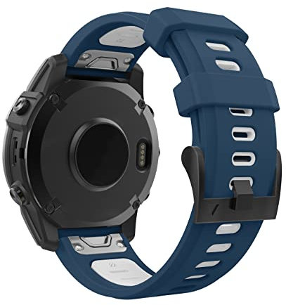 MoKo Armband Kompatibel mit Garmin Fenix 7/7 Pro/6/6 Pro/5/5 Plus/Forerunner 965/955/945/Instinct Solar/Instinct 2, Quick Fit 22mm Weiches Silikon Ersatzarmband Uhrenarmband, Blau/Weiß