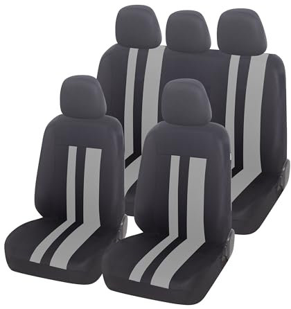 Auto Accessori Lupex - Copri sedili Auto Universali LS07 | Colore Grigio | Set Anteriori e Posteriori | Poliestere | No Suv